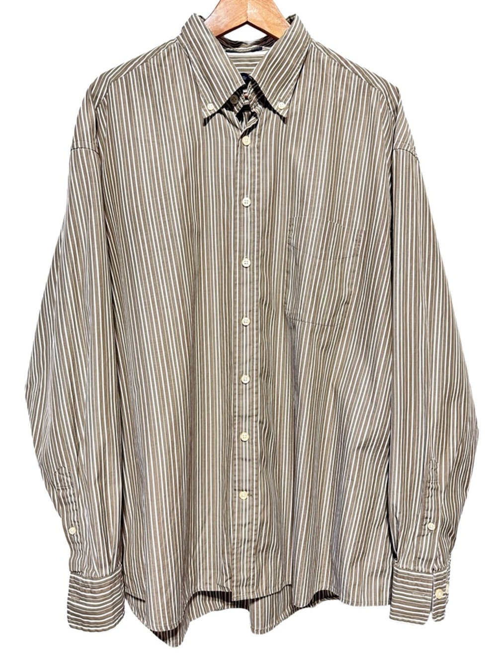 GANT Brown Pink Stripe Button Down Shirt XXL Preppy Oxford